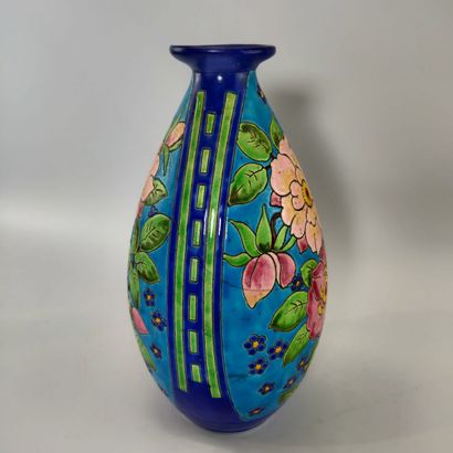 KERAMIS Stoneware vase 
Flower design
H....
