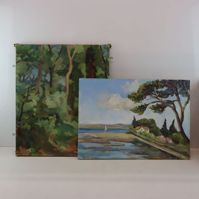 20th century French school.
Lot of two oils...