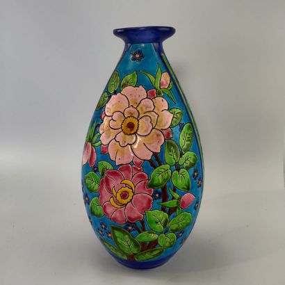 KERAMIS Stoneware vase 
Flower design
H....
