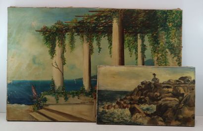 Set of two paintings including: 
R. MENAGER,...