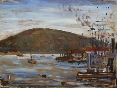 Set of seven oil-on-panels depicting a religious...