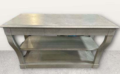 Rectangular console in colored metallized...