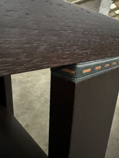 Pair of square tables in dark? exotic wood...