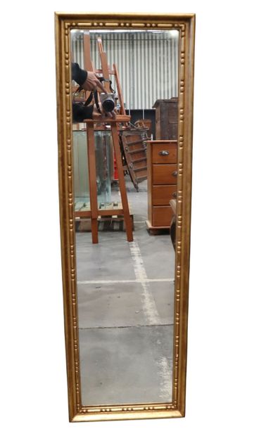Rectangular wood and gilded stucco mirror,...
