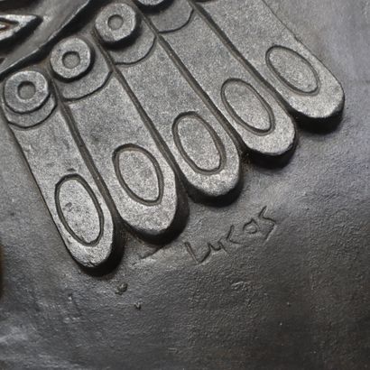 Cast iron fireback signed LUCAS 
Featuring...