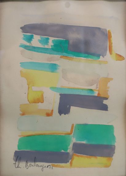 Set of three contemporary drawings including:...