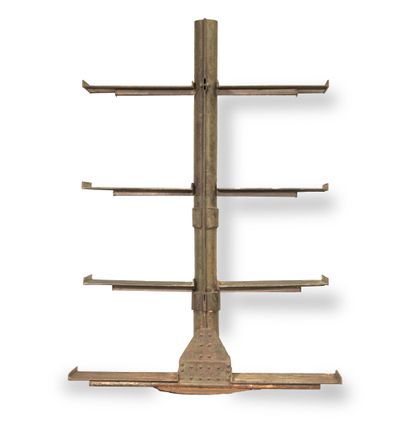 Riveted metal submarine shelf with four levels.
20th...