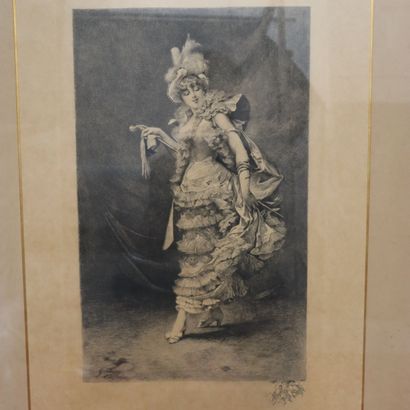18th century school. 
Young gallant woman
Engraving...
