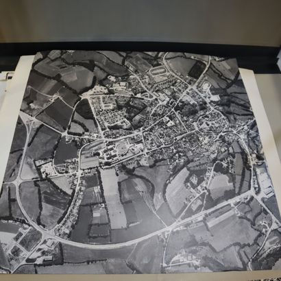 Exhibition posters in a drawing box 
Aerial...