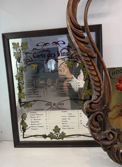 Set including a mirror with a white border,...