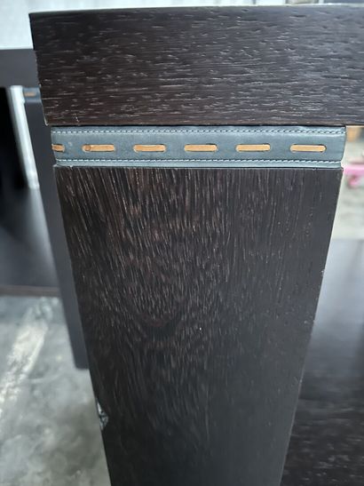 Pair of square tables in dark? exotic wood...