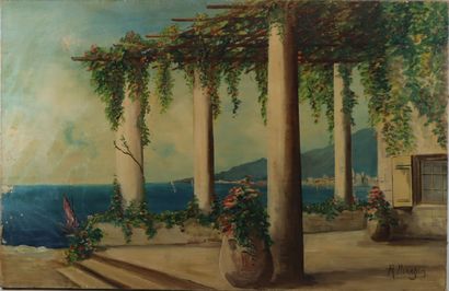 Set of two paintings including: 
R. MENAGER,...