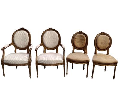 Suite of chairs in the Louis XVI style including...