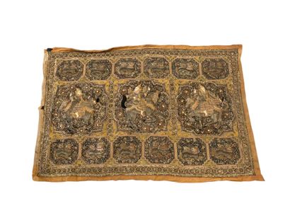 India. 
Embroidery with horsemen.
91 x 133.5...