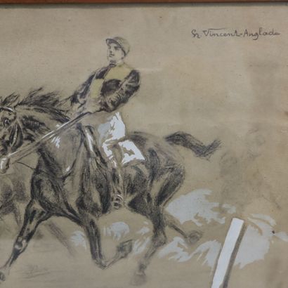 St Vincent Anglade 
Horse races 
Drawing
Dimensions:...