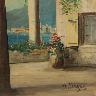 Set of two paintings including: 
R. MENAGER,...