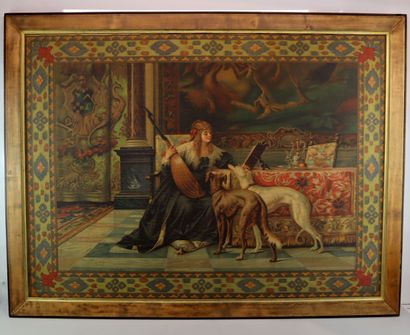 Painting of a hunting scene 
Reproduction...