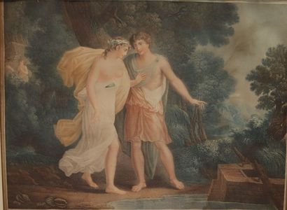 In the 18th century taste. 
Set of two engravings...