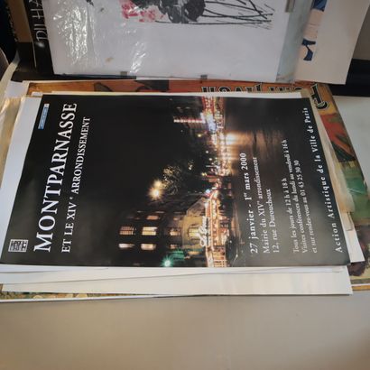 Exhibition posters in a drawing box 
Aerial...