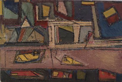 Set of seven oil-on-panels depicting a religious...
