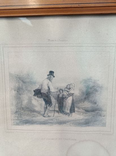 Set of three framed engravings on paper,...