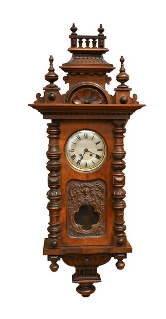 Wall clock in carved and molded oak. Frame...