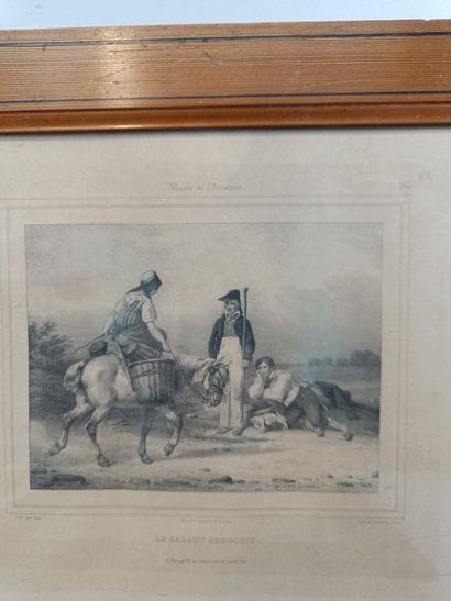 Set of three framed engravings on paper,...