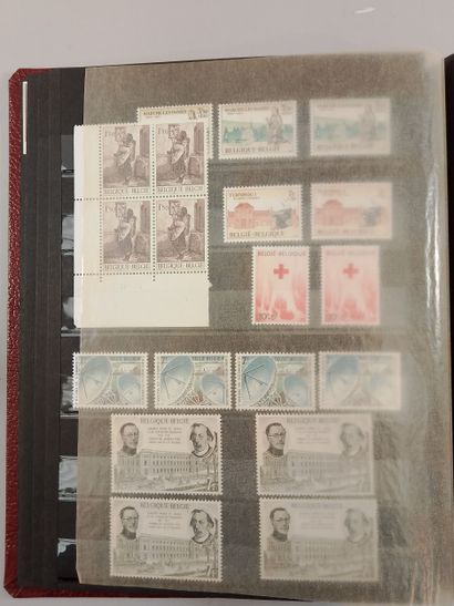 Suite of four stamp albums, mainly Belgian:...