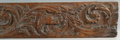 Wooden frieze panel carved with foliage and...
