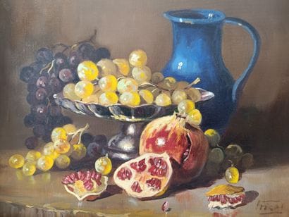 Jean FRISAT (19th-20th)
Still life with pomegranates
Oil...