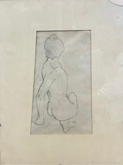 20th-century school. 
Nude from behind
Pencil...