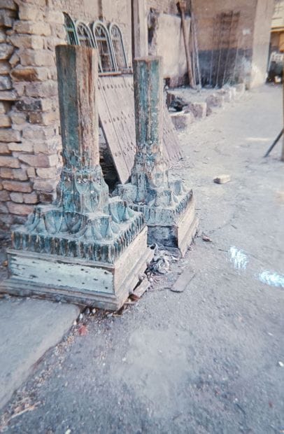 IRAQ - Carved wooden column top mounted as...