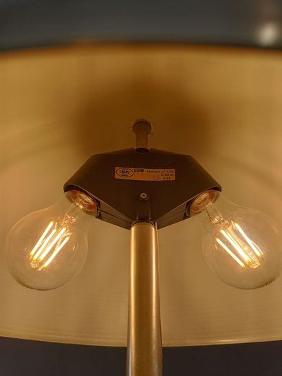 Brushed aluminum mushroom lamp with two light...