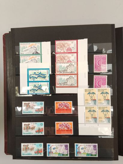 Suite of four stamp albums, mainly Belgian:...
