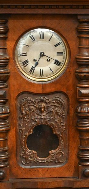 Wall clock in carved and molded oak. Frame...