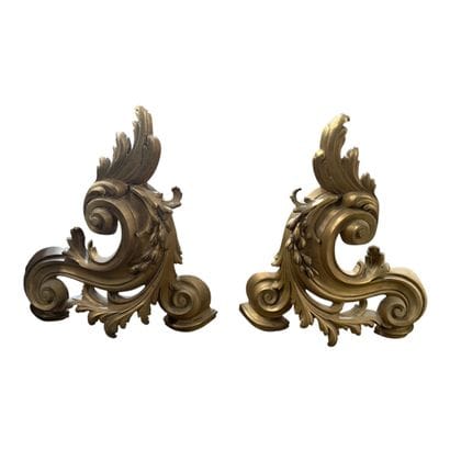 Pair of Rocaille-style bronze andirons
H:...