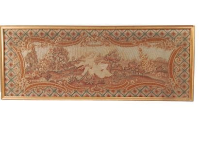 Two framed tapestries depicting putti as...
