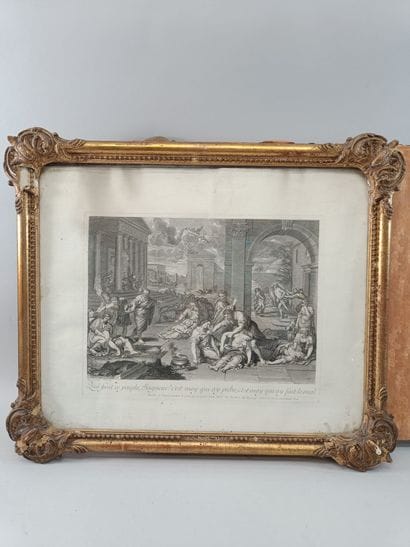 Lot of two engravings, including: 
19th century...