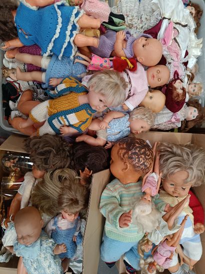 Selection of modern porcelain dolls, celluloid...
