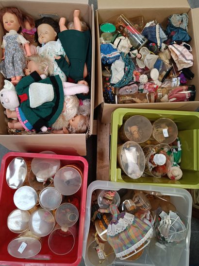 Selection of modern porcelain dolls, celluloid...
