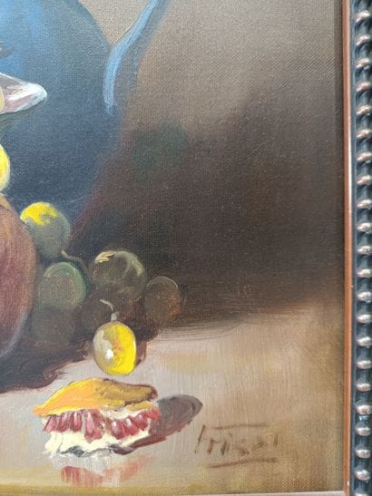 Jean FRISAT (19th-20th)
Still life with pomegranates
Oil...