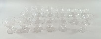 A small set of crystal stemware, including:...