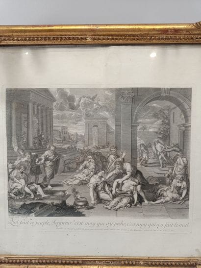 Lot of two engravings, including: 
19th century...