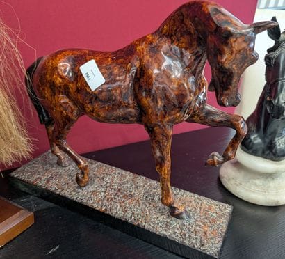 Set of 3 horse sculptures, including:
- A...