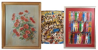 Set of paintings, frames, and posters: 

20th-century...