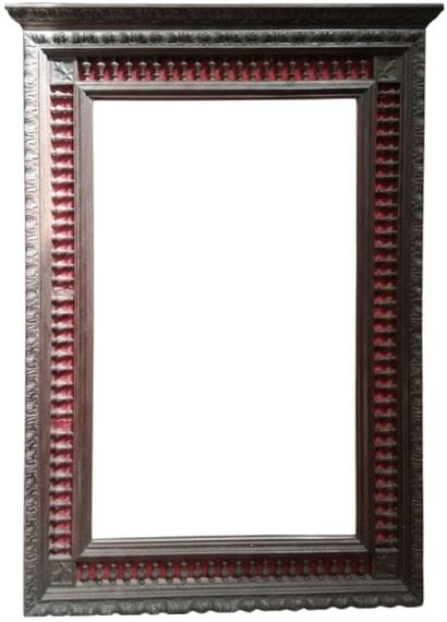 Large rectangular mirror in molded and carved...