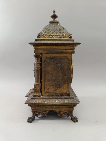 Cathedral' table clock in bronze and gilt...