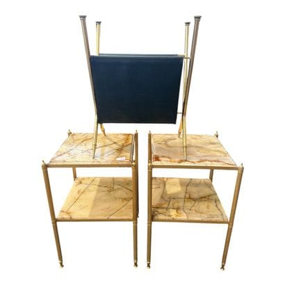 Pair of bedside tables with two stone shelves.
Included...