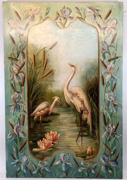 20th-Century School. 
The Two Herons, Surrounded...