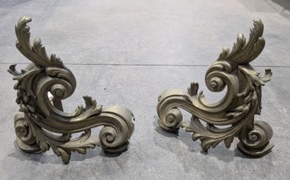 Pair of Rocaille-style bronze andirons
H:...